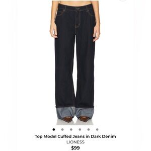 LIONESS CUFFED DARK DENIM JEANS